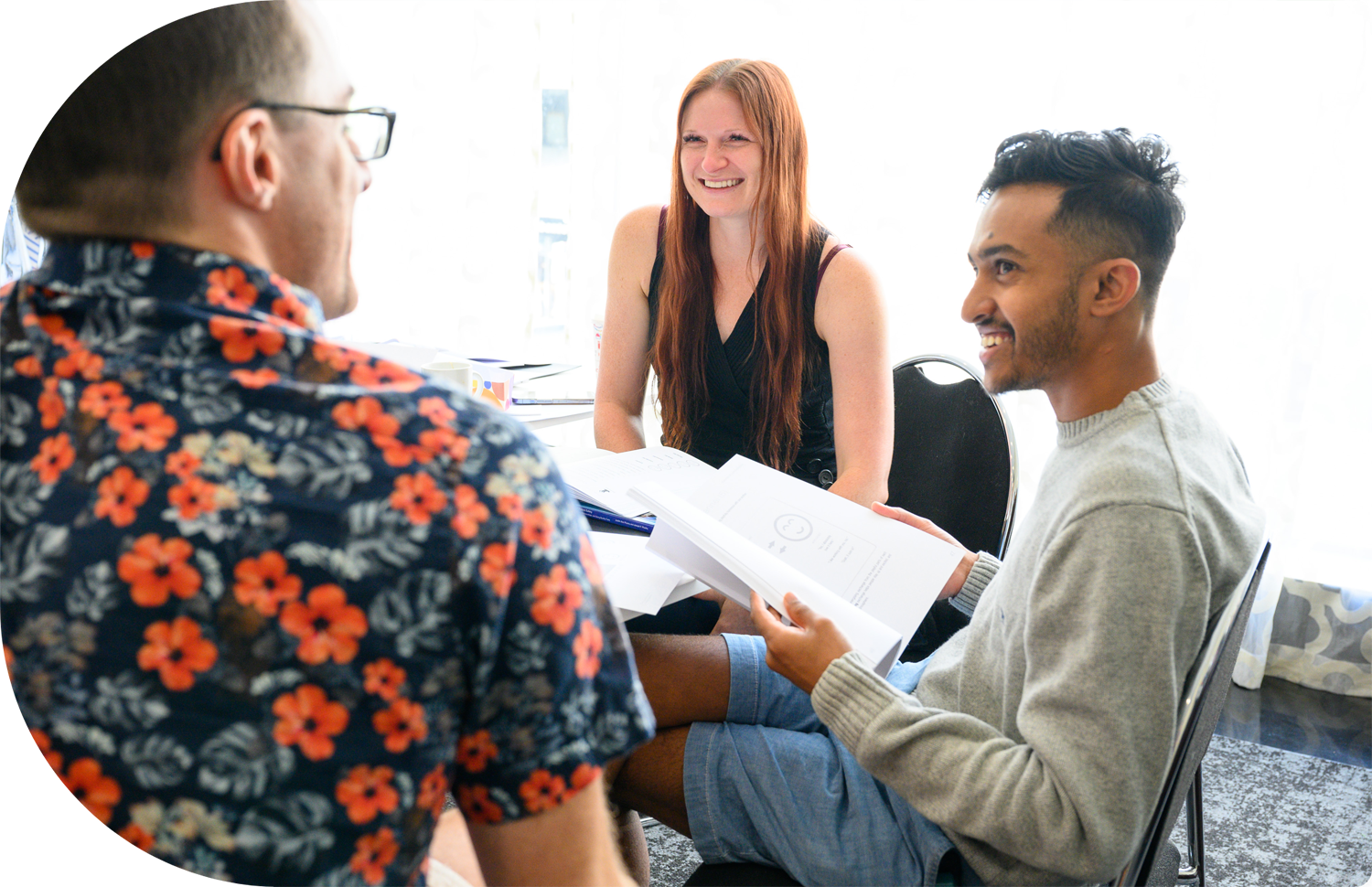 a photo of three people attending a course to gain their in house training certificate in PCM