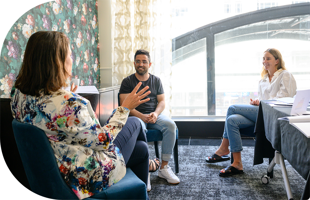 a photo of two people attending a leadership coaching session with a PCM coach