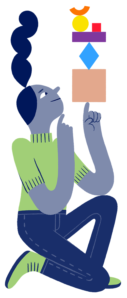 an illustration of a lady looking at her PCM personality profile for personality development